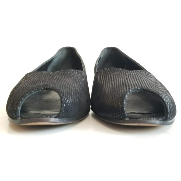 Bruno Magli Textured Leather Peep Toe Flats Shoes - Picture 7 of 10